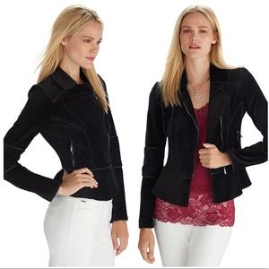 WHBM Velvet Peplum Moto Jacket